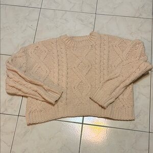 Derek Heart Cable Knit Sweater - Cream